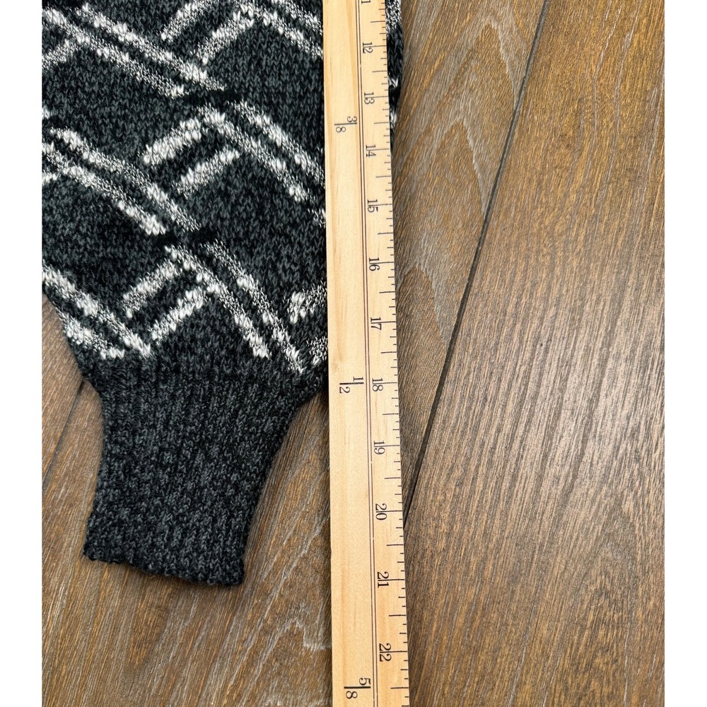 Vintage Michael Gerald Cardigan Men XL Black White Geometric Grandpa Sweater - Picture 5 of 6